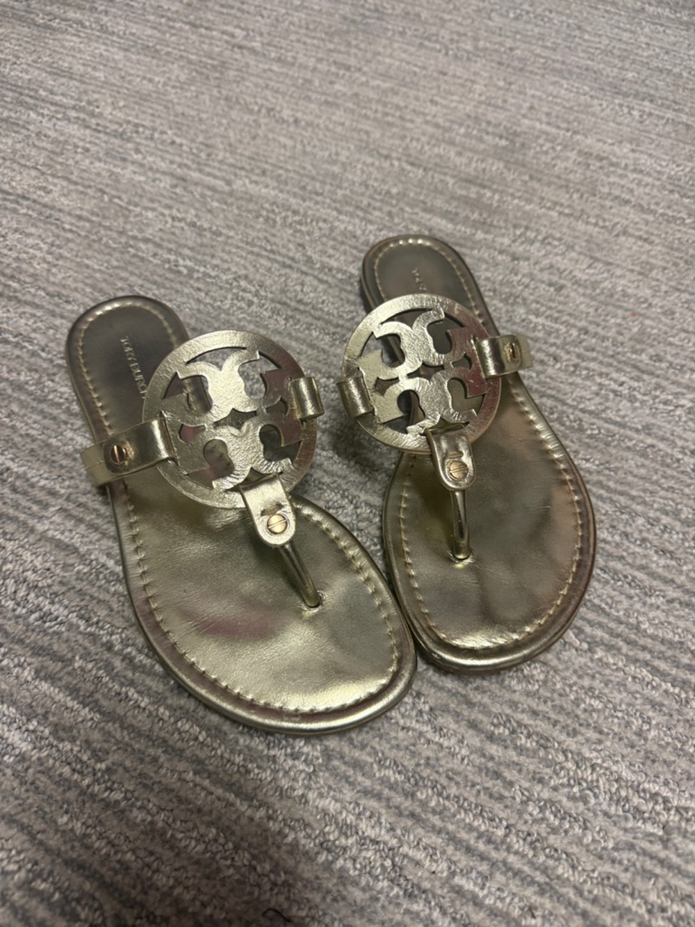Tory Burch Metallic Gold Miller Thong Sandals